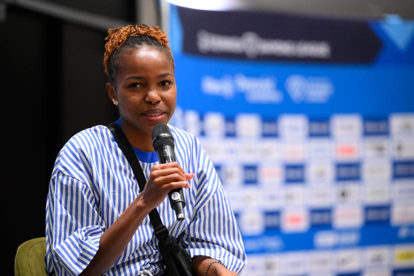 Bahraini Winfred Mutile Yavi talks during a press conference on the 49th edition of the Memorial Van Damme athletics event in Brussels, Thursday 21 August 2025. The 2025 Allianz Memorial Van Damme Diamond League meeting takes place on 22 Augustus 2025. BELGA PHOTO JOHN THYS