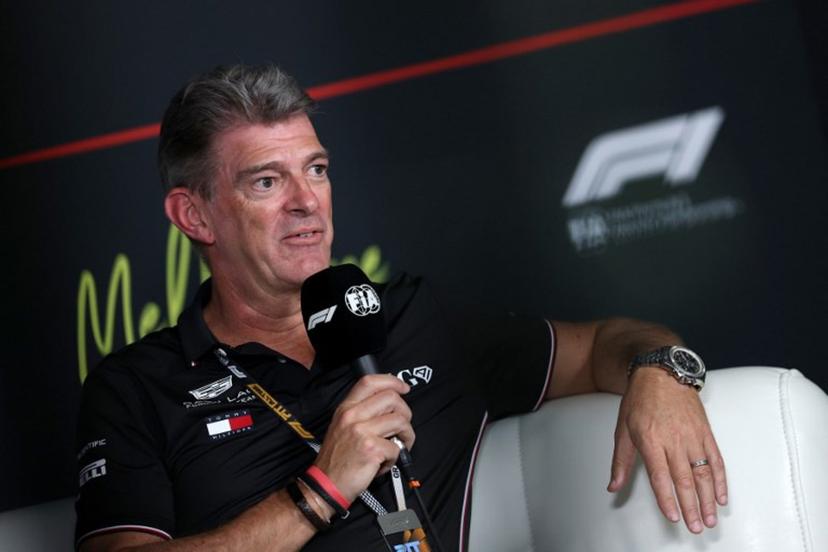 Cadillac's British team principal Graeme Lowdon speaks at a press conference ahead of the second practice session of the Formula One Australian Grand Prix at the Albert Park Circuit in Melbourne on March 6, 2026.   Martin KEEP / AFP