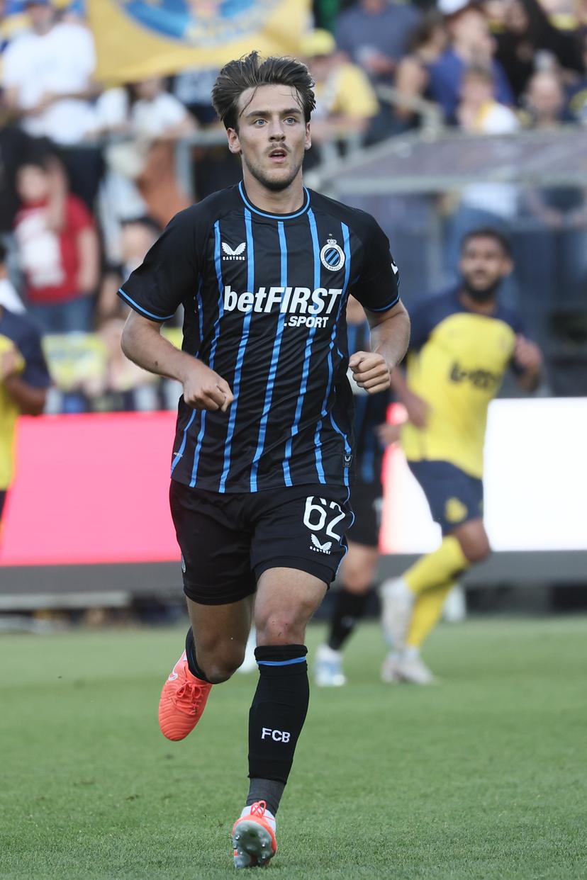 Club's Lynnt Audoor pictured in action during a soccer match between Royale Union Saint-Gilloise and Club Brugge KV, Sunday 20 July 2025 in Brussels, the 'Super Cup' where the Champions of the Jupiler Pro League Brugge meets the winner of the Croky Cup Union. BELGA PHOTO BRUNO FAHY