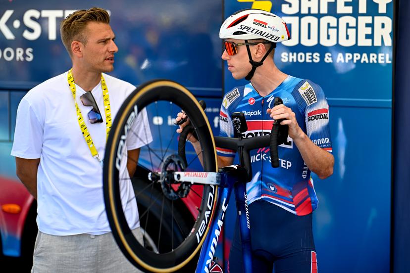 Marcel Kittel and Dutch Pascal Eenkhoorn of Soudal Quick-Step pictured at the start of stage six of the 2025 Tour de France cycling, from Bayeux to Vire Normandie (201 km), on Thursday 10 July 2025 in France. The 112th edition of the Tour de France starts on Saturday 5 July in Lille, France, and will finish in Paris, France on the 27th of July. BELGA PHOTO JASPER JACOBS