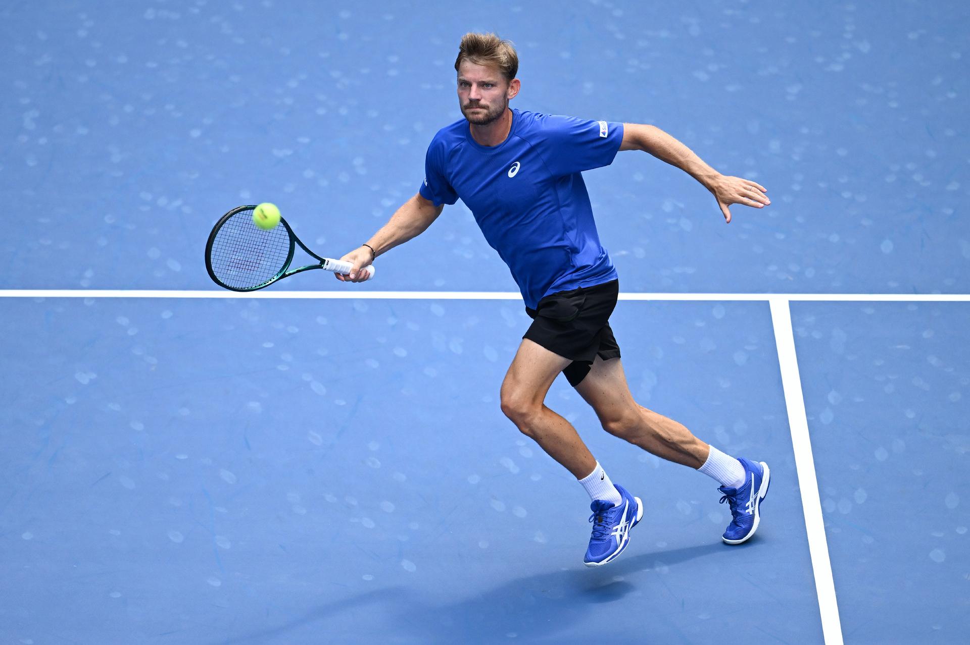 Belgian David Goffin pictured in action during a tennis match against Italian Musetti, in the second round of the men's singles of the 2025 US Open Grand Slam tennis tournament in New York City, USA, Thursday 28 August 2025. BELGA PHOTO TONY BEHAR