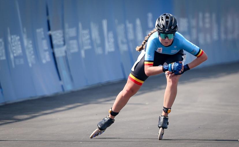 Belgian Jorun Geerts pictured during a speed skating competition during the World Games 2025, in Chenghdu, China, on Tuesday 12 August 2025. This year, the World Games take place from 07 to 17 augustus. BELGA PHOTO VIRGINIE LEFOUR