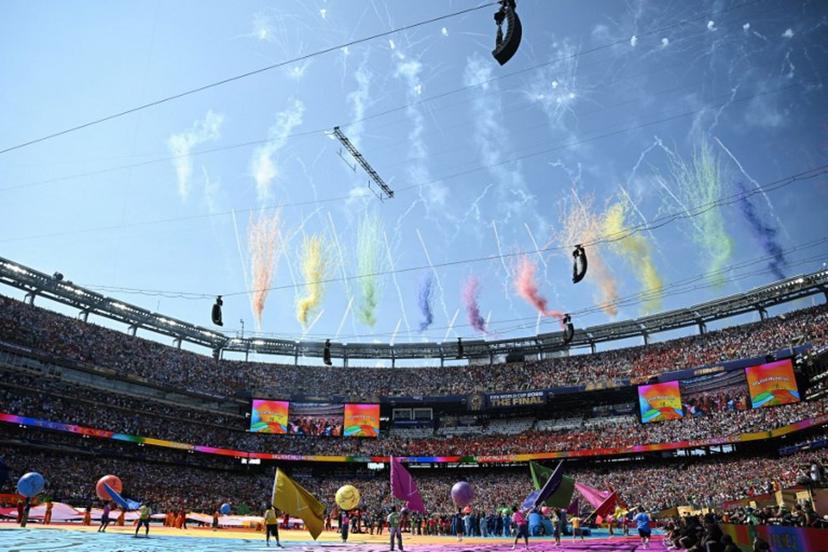 Artists perform at the halftime show during the 2026 World Cup football tournament final match between Spain and Argentina at the New York/New Jersey Stadium in East Rutherford on July 19, 2026.   Paul ELLIS / AFP
