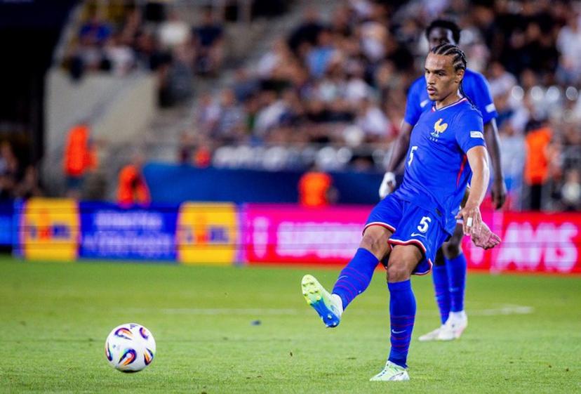 France's defender #05 Kiliann Sildillia plays the ball during the UEFA U21 European Championship semi-final football match between Germany and France in Kosice, Slovakia on June 25, 2025.  Branislav Racko / AFP