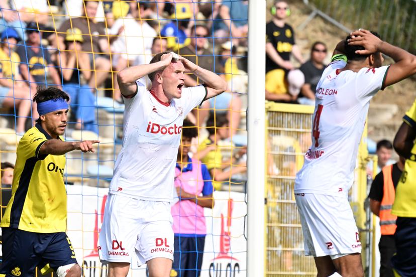 Essevee's Jakob Kiilerich looks dejected during a soccer match between Union Saint-Gilloise and SV Zulte Waregem, Saturday 15 August 2026 in Brussels, on day 2 of the 2026-2027 'Jupiler Pro League' first division of the Belgian championship. BELGA PHOTO MAARTEN STRAETEMANS