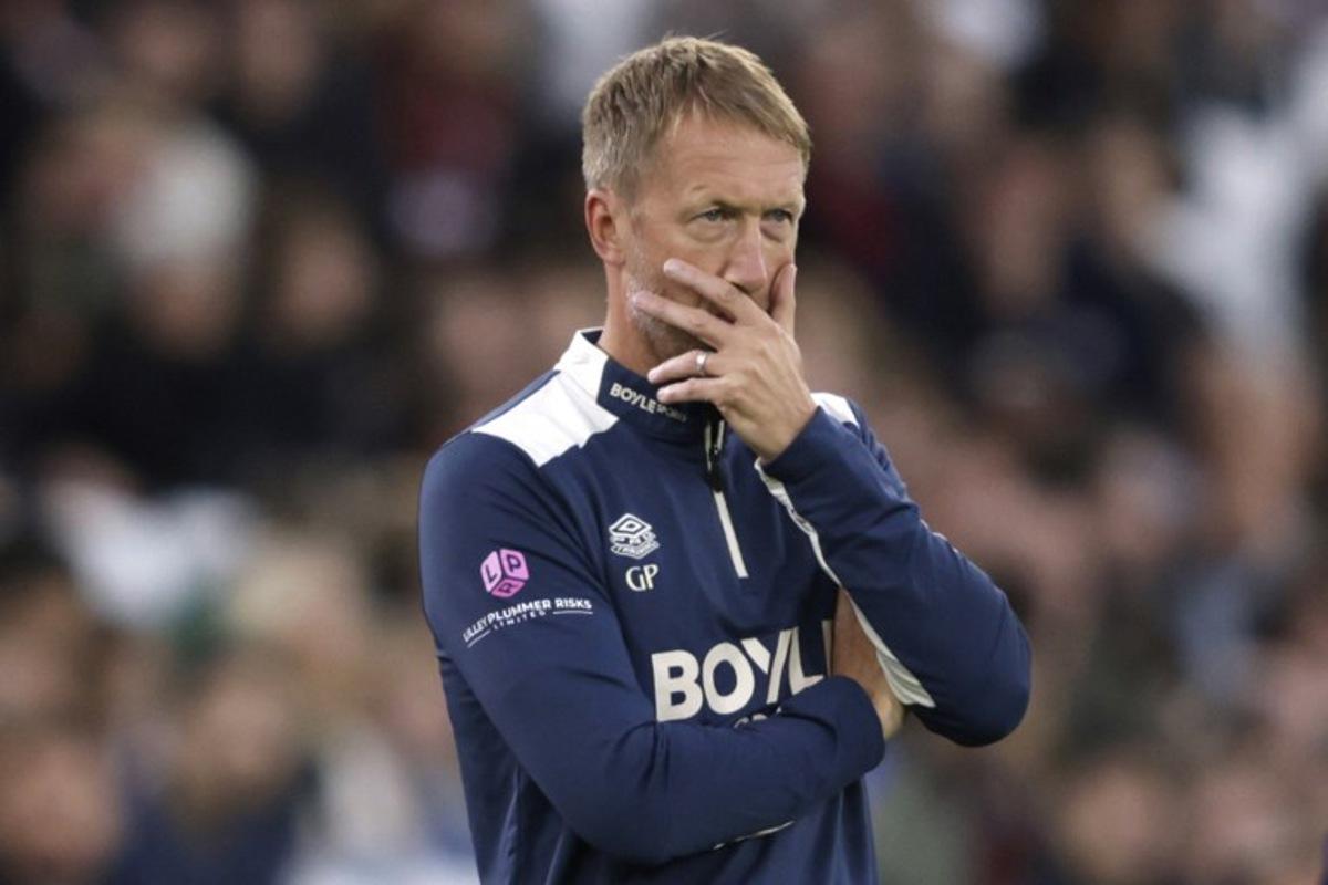 West Ham United's English head coach Graham Potter looks on the touchline withe the score at 0-3 in the second half during the English Premier League football match between West Ham United and Tottenham Hotspur at the London Stadium, in London on September 13, 2025.  Ian Kington / AFP