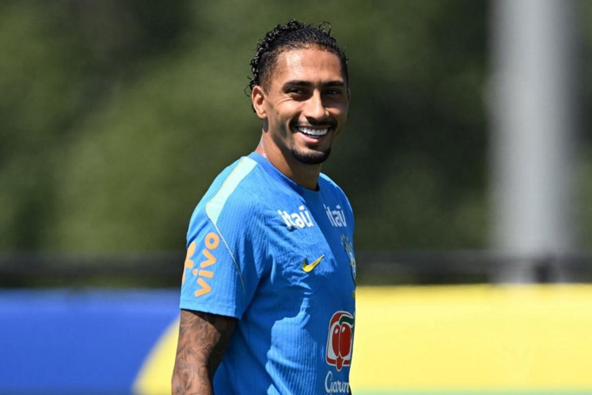 Brazil's forward #11 Raphinha smiles during a training session at the Columbia Park Training Facility in Morristown, New Jersey on July 3, 2026, ahead of the 2026 World Cup tournament round of 16 football match between Brazil and Norway.   MAURO PIMENTEL / AFP