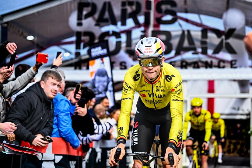 Belgian Wout van Aert of Team Visma-Lease a Bike pictured before the men's Paris-Roubaix cycling race, Sunday 12 April 2026, around Roubaix, France. The 123rd edition of Paris-Roubaix cycling races will take on Sunday, with the women riding 143,1 km the men riding 258,3 km on Sunday. BELGA PHOTO JASPER JACOBS