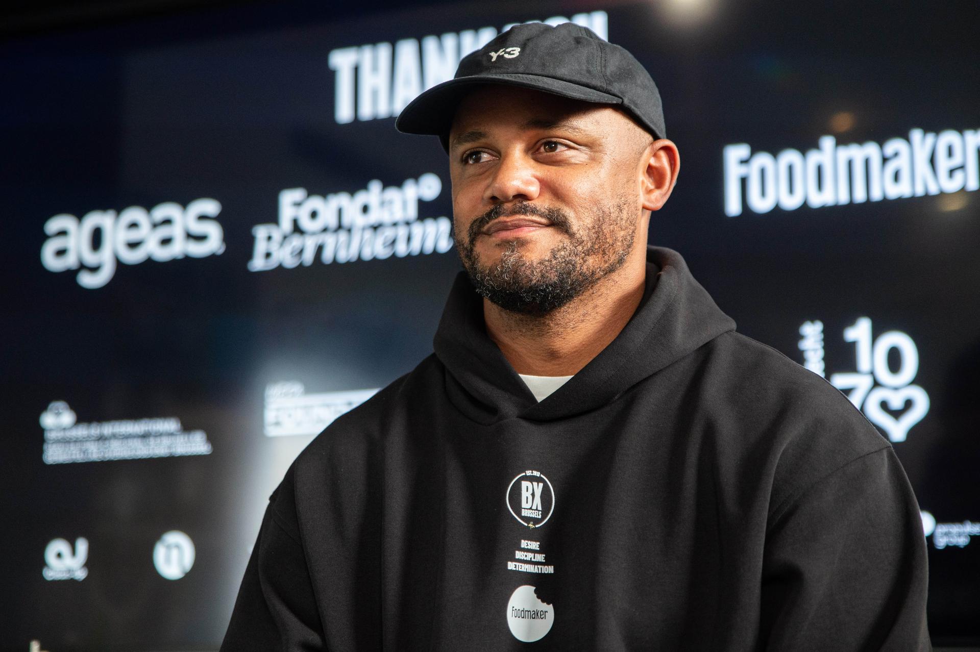 Former international player and FC Bayern's Head Coach Vincent Kompany pictured at a press conference to announce the partnership between the BX Brussels soccer club and Foodmaker on Wednesday 23 September 2026 in Brussels.  BELGA PHOTO EMILE WINDAL