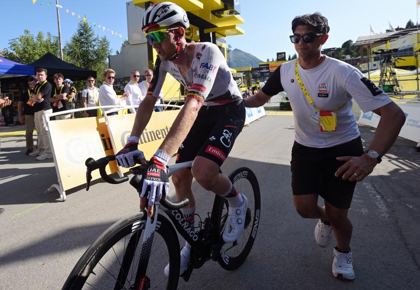 Belgian Tim Wellens of UAE Team Emirates XRG crosses the finish line of stage 18 of the 2026 Tour de France cycling race, a stage of 185km from Voiron to Orcieres-Merlette, on Thursday 23 July 2026. The 113th edition of the Tour de France starts on Saturday 4 July in Barcelona, Spain, and will finish in Paris, France on the 26th of July. BELGA PHOTO DAVID PINTENS