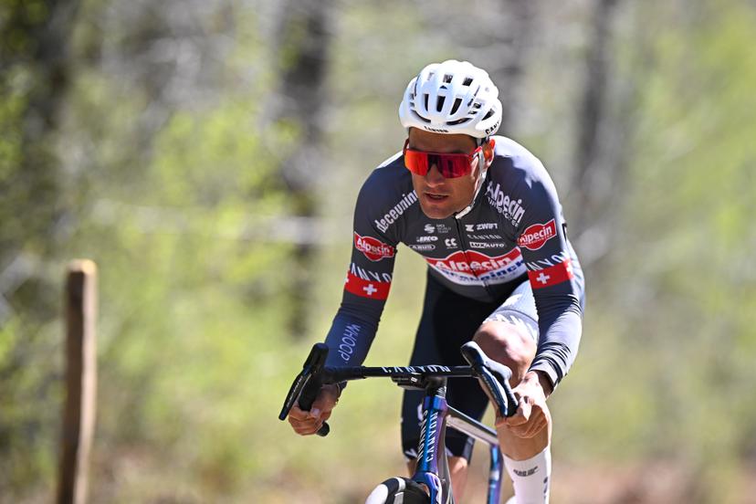 Swiss Silvan Dillier of Alpecin-Deceuninck pictured during the reconnaissance of the track of this year's one-day cycling race Paris-Roubaix, around Roubaix, France, Friday 11 April 2025. BELGA PHOTO JASPER JACOBS