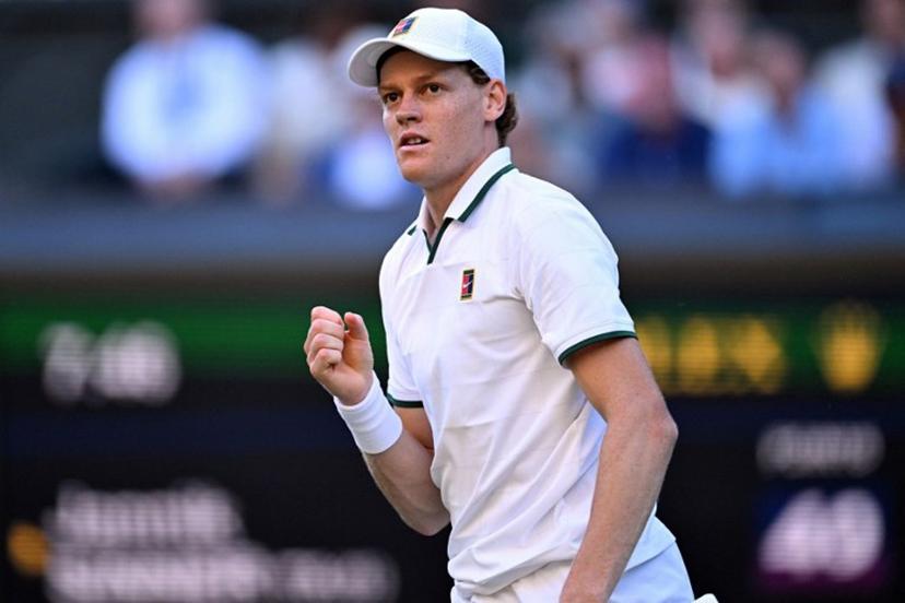 Italy's Jannik Sinner reacts as he plays against Germany's Alexander Zverev during their men's singles final tennis match on the fourteenth day of the 2026 Wimbledon Championships at The All England Lawn Tennis and Croquet Club in Wimbledon, southwest London, on July 12, 2026.  Kirill KUDRYAVTSEV / AFP