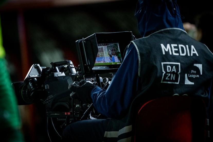 A camera of DAZN pictured during a soccer game between Royal Antwerp FC and RAAL La Louviere, in the 1/4 final of the Croky Cup Belgian cup, Tuesday 13 January 2026 in Antwerp. BELGA PHOTO JASPER JACOBS