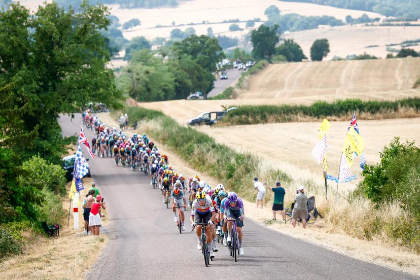 The pack of riders pictured in action during the stage 12 of the 2026 Tour de France cycling race, a stage of 181km from Nevers Magny-Cours to Chalon-sur-Saone, on Thursday 16 July 2026. The 113th edition of the Tour de France starts on Saturday 4 July in Barcelona, Spain, and will finish in Paris, France on the 26th of July. BELGA PHOTO POOL LUCA BETTINI