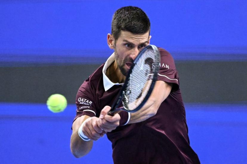 Serbia's Novak Djokovic hits a return to Portugal's Nuno Borges during their men's singles first round match at the China Open tennis tournament in Beijing on September 30, 2026.   Adek BERRY / AFP