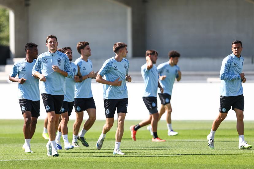 Club's players pictured during a training session of the Belgian soccer team Club Brugge, on Monday 11 August 2025 in Brugge. The team will play tomorrow the second leg of the third qualifying round for the UEFA Champions League competition against Austrian team FC Salzburg. BELGA PHOTO BRUNO FAHY