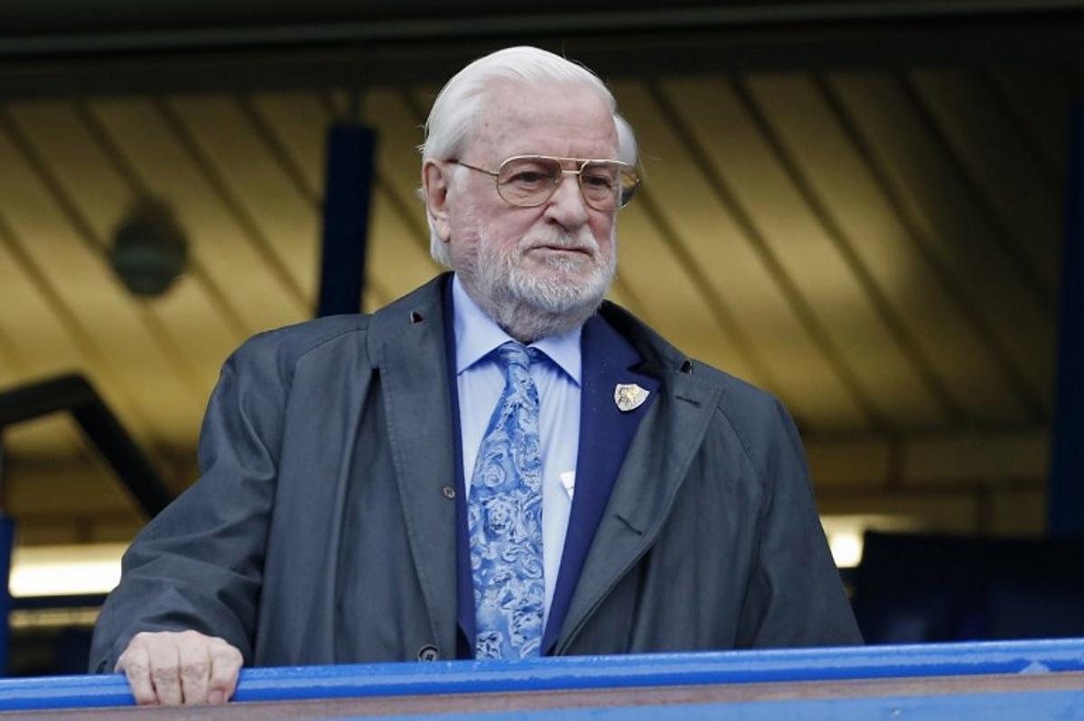 Former Chelsea chairman Ken Bates awaits kick off in the English Premier League football match between Chelsea and Sunderland at Stamford Bridge in London on May 21, 2017.  Ian KINGTON / AFP