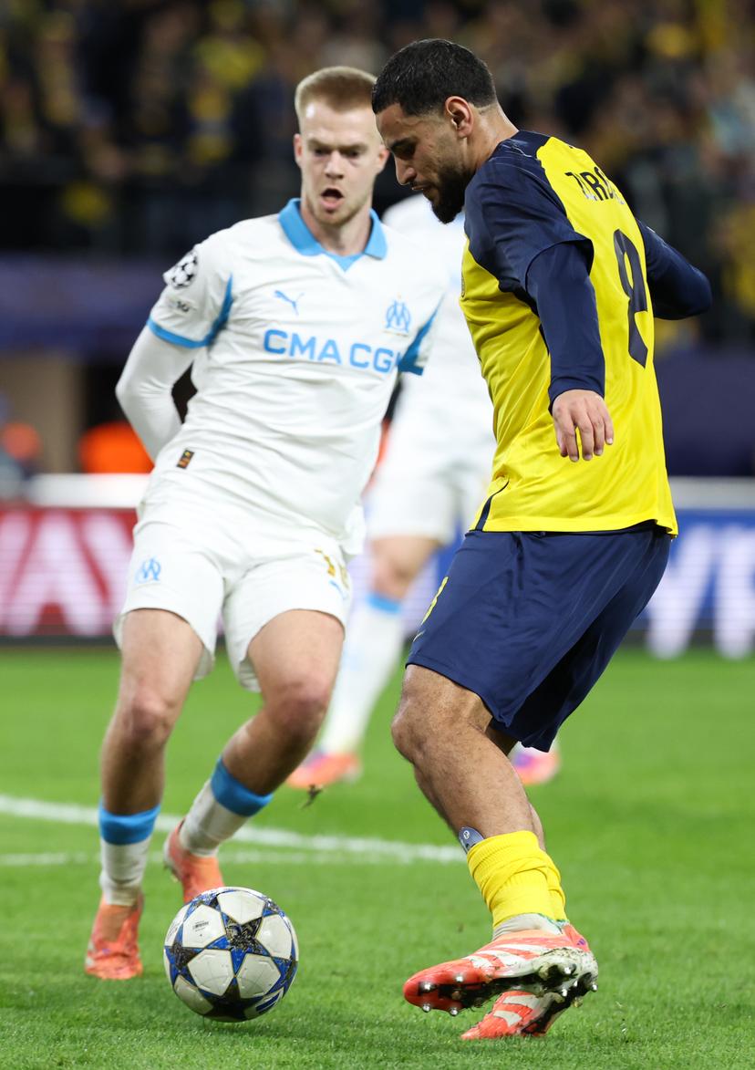 a soccer game between Belgian Royale Union Saint-Gilloise and French Olympique de Marseille, on Tuesday 09 December 2025 in Brussels, on the sixth day of the League phase of the UEFA Champions League tournament. BELGA PHOTO VIRGINIE LEFOUR