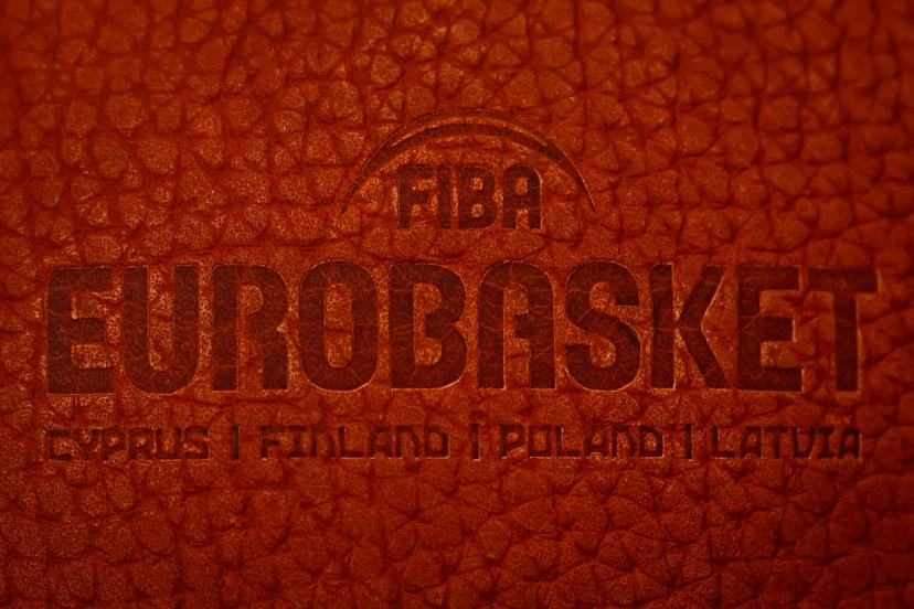 Illustration shows a basketball ball with the logo of FIBA Euro Basket, Thursday 21 August 2025 Euro is held in Cyprus, Finland, Poland and Latvia from August 27th to September 14th 2025. BELGA PHOTO WOJCIECH FIGURSKI - POLAND OUT -