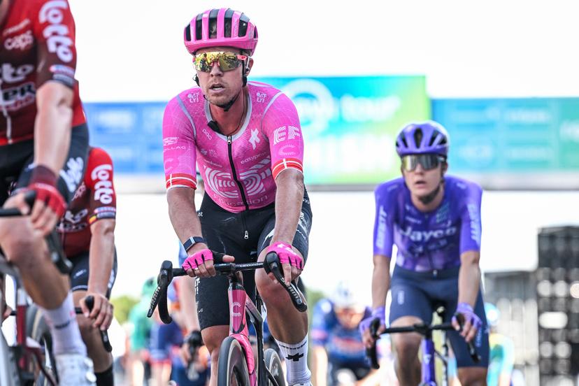 Danish Kasper Asgreen of EF Education-EasyPost crosses the finish line at stage two of the 'Renewi Tour' multi-stage cycling race, from Blankenberge to Ardooie (191,3 km) on Thursday 20 August 2026. The five-day race takes place from 19 to 23/08. BELGA PHOTO DAVID PINTENS
