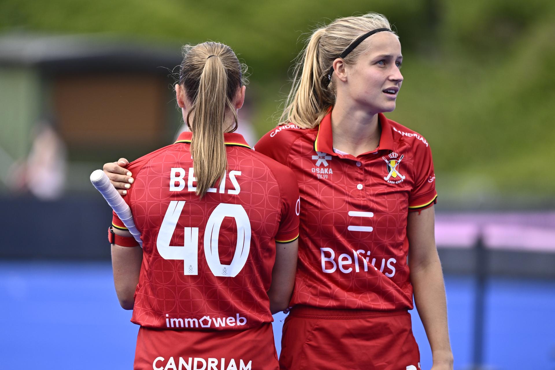 Belgium's Camille Belis pictured during a hockey game between Spain and the Belgian national team Red Panthers, the 'small final' to decide on the bronze medal of the 2025 women's European championships, Sunday 17 August 2025 in Monchengladbach, Germany.  BELGA PHOTO ERIC LALMAND