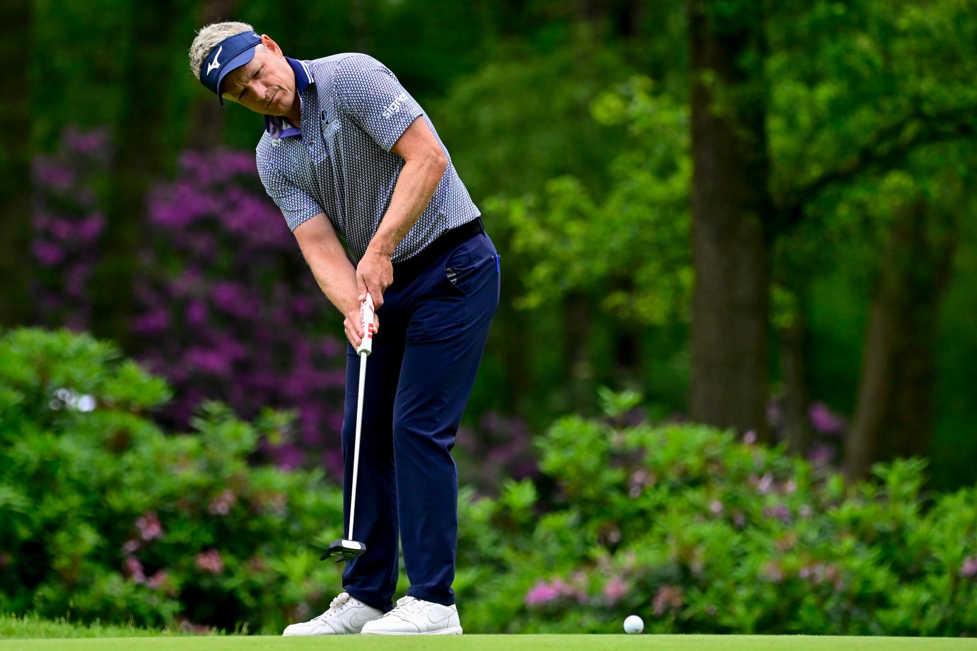 Luke Donald, European Ryder Captain 2025 pictured in action during the first round (1/4) at the 2024 Soudal Open DP World Tour golf tournament, in Schilde, Thursday 23 May 2024. The 2024 Soudal Open takes place from 23 to 26 May at the Rinkven Golf Club in Schilde. BELGA PHOTO DIRK WAEM