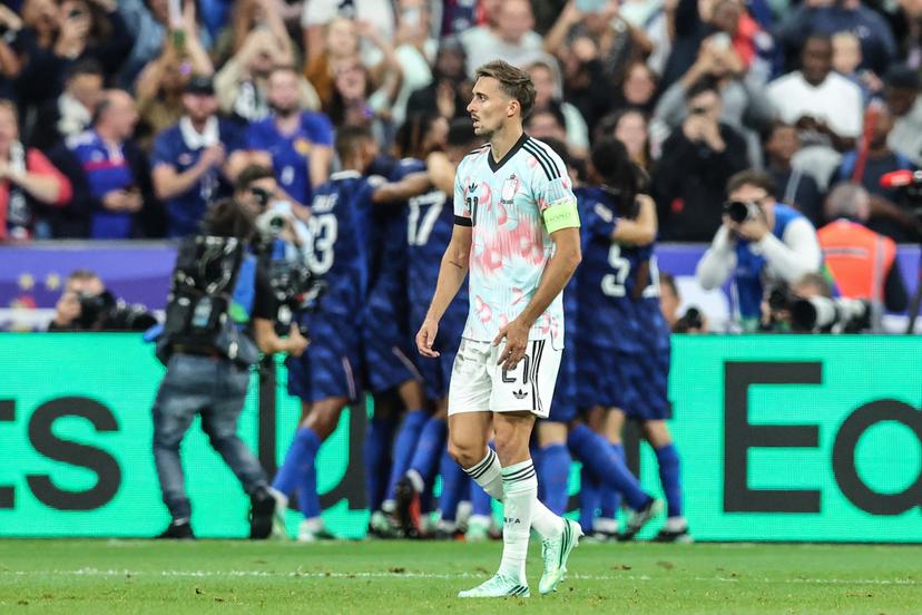 Belgium's Timothy Castagne looks dejected during a soccer game between France and Belgian national team Red Devils, on Monday 5 October 2026  in Saint-Denis, France, the fourth (of 6) game of the UEFA Nations League group stage. BELGA PHOTO BRUNO FAHY