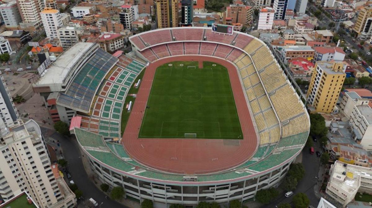 Aerial view of the Hernando Siles Stadium in La Paz, taken on October 17, 2025.   Aizar RALDES / AFP
