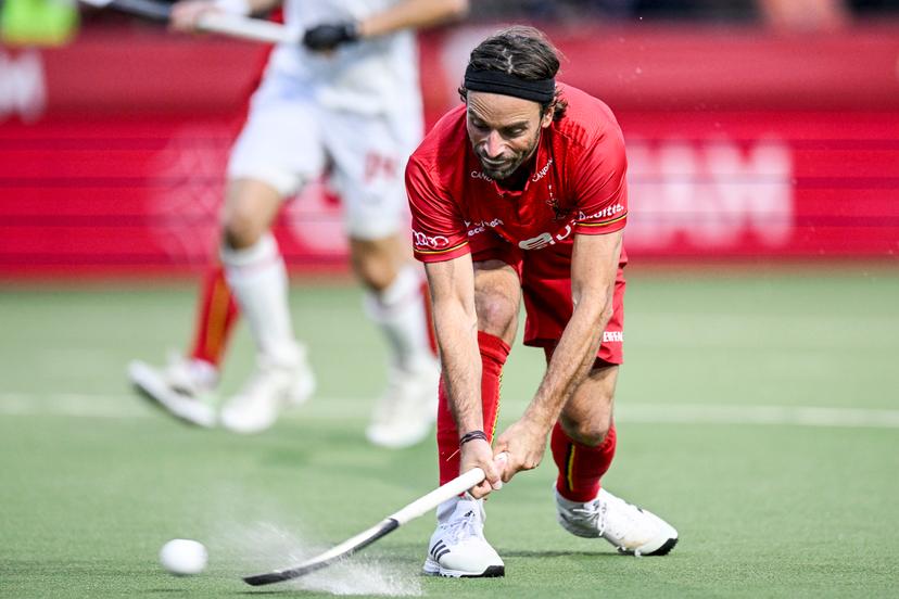 Belgium's Sebastien Dockier scores a goal during a hockey game between Belgian national team Red Lions and Spain, match 11/12 in the group stage of the 2023 Men's FIH Pro League, Monday 03 July 2023 in Antwerp. BELGA PHOTO TOM GOYVAERTS