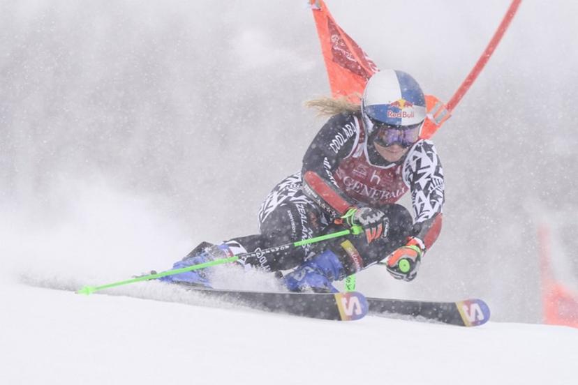 New Zealand's Alice Robinson competes during the first run of the Alpine Skiing Women's World Cup giant slalom in Mont-Tremblant, Quebec, Canada, on December 6, 2025.  Geoff Robins / AFP