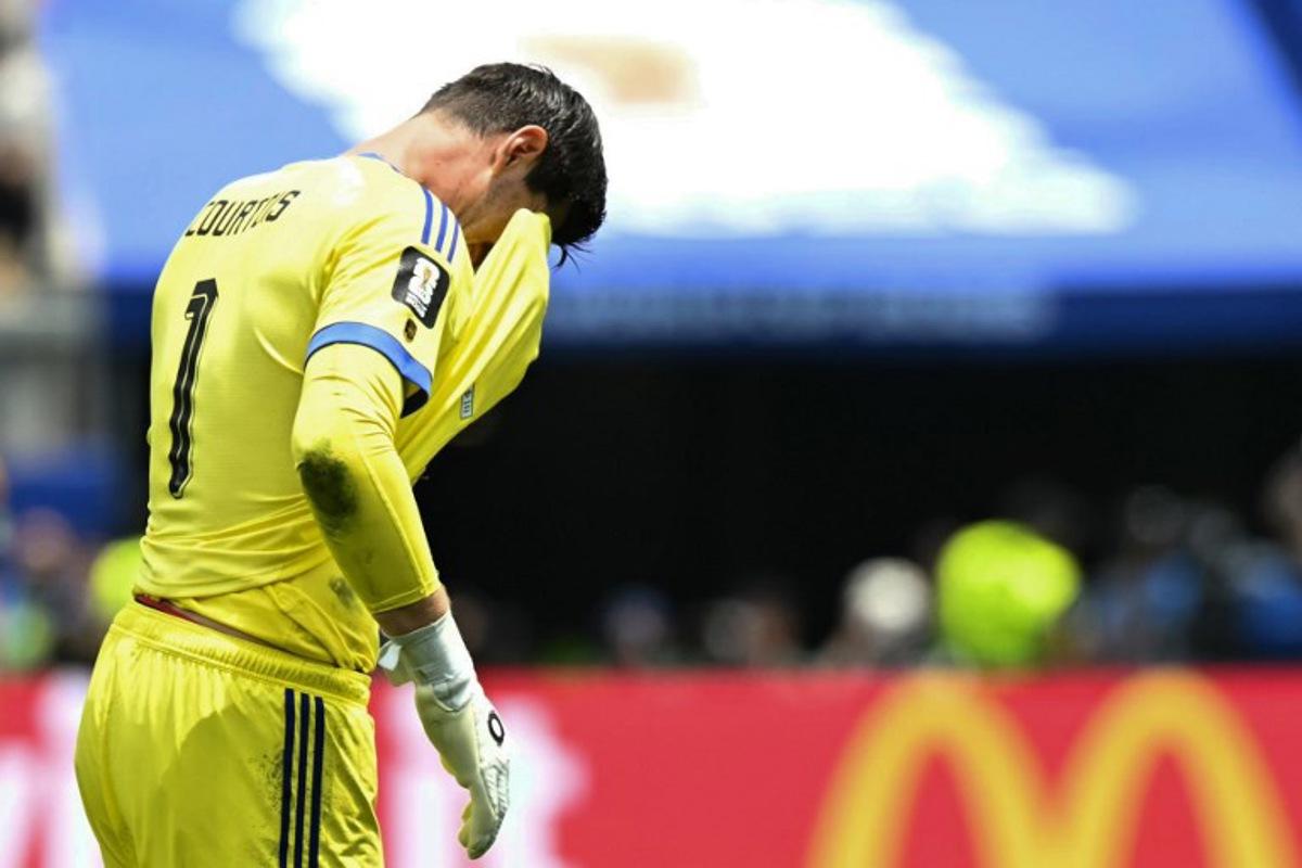 Belgium's goalkeeper #01 Thibaut Courtois leaves the pitch after an injury during the 2026 World Cup football tournament quarter-final match between Spain and Belgium at the Los Angeles Stadium in Inglewood on July 10, 2026.   Paul ELLIS / AFP