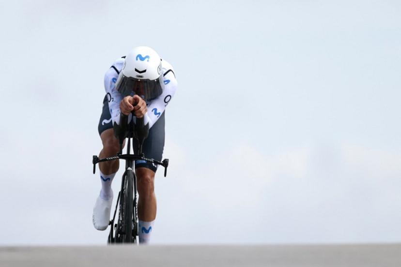 Movistar Team Italian rider Lorenzo Milesi competes during the 10th stage of the Giro d'Italia 2026 - Tour of Italy cycling race, 42km individual time trial between Viareggio and Massa on May 19, 2026.  Luca Bettini / AFP