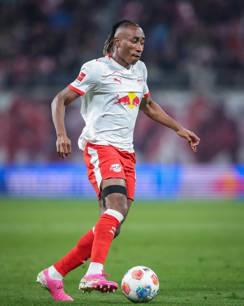 Leipzig's Ivorian forward #49 Yan Diomande plays the ball during the German first division Bundesliga football match between RB Leipzig and Union Berlin in Leipzig, eastern Germany, on April 24, 2026.  Ronny HARTMANN / AFP