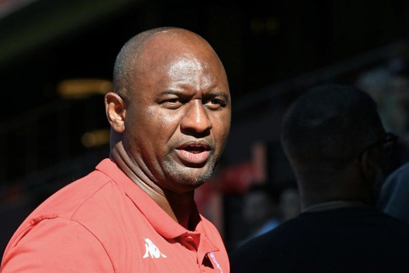 Genoa's French coach Patrick Vieira looks on prior to the international club friendly football match between Rennes and Genoa at the Roazhon Park stadium in Rennes, western France on August 9, 2025.  JEAN-FRANCOIS MONIER / AFP