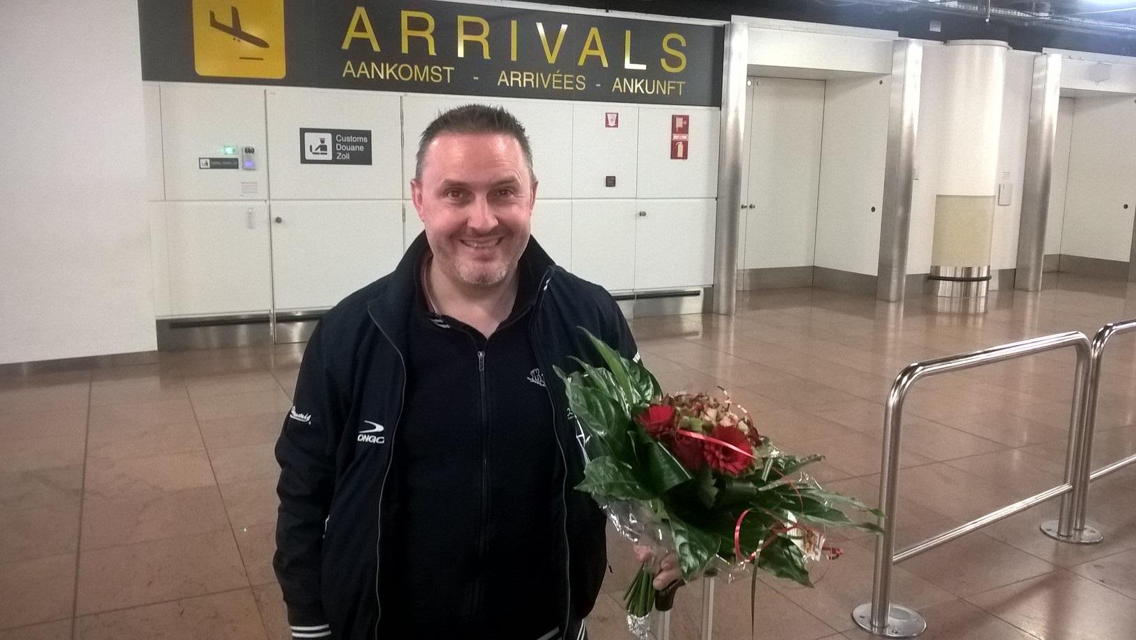 ATTENTION EDITORS - BEST QUALITY AVAILABLE  Belgian Frederic Caudron, new world champion, pictured at his arrival at Zaventem airport, back from the world championship in Santa Cruz, Bolivia, Tuesday 14 November 2017. BELGA PHOTO TOON SACRE