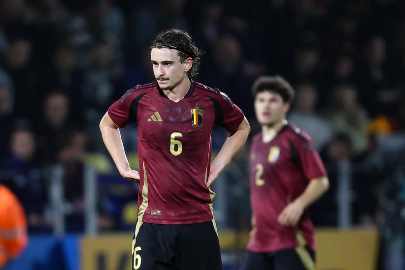 Belgium's Kamiel Van De Perre pictured during a soccer game between the U21 youth team of the Belgian national team Red Devils and the U21 of Denmark, in Westerlo, on Tuesday 14 October 2025, game 3 (out of 8) of the qualifications for the 2027 UEFA European Under21 Championship. BELGA PHOTO BRUNO FAHY