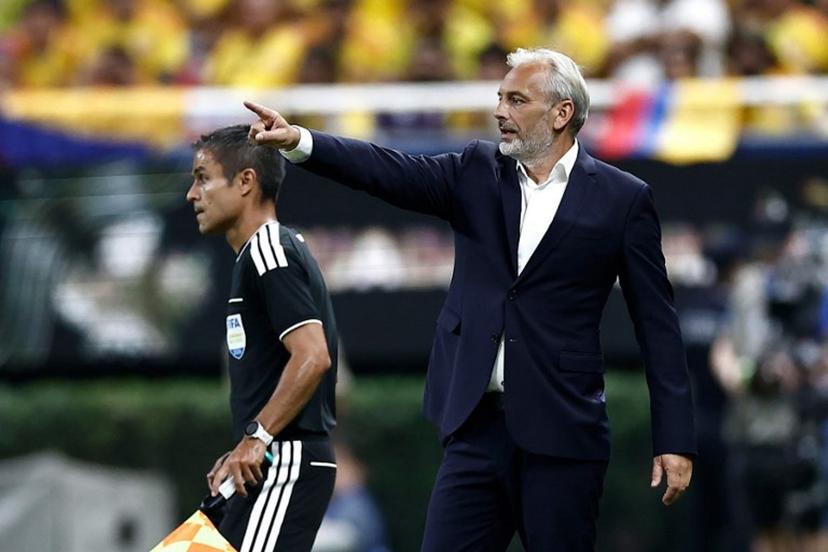 Congo DR's French head coach Sebastien Desabre gestures during the 2026 World Cup Group K football match between Colombia and Democratic Republic of Congo at the Guadalajara Stadium in Zapopan on June 23, 2026.   Ulises RUIZ / AFP