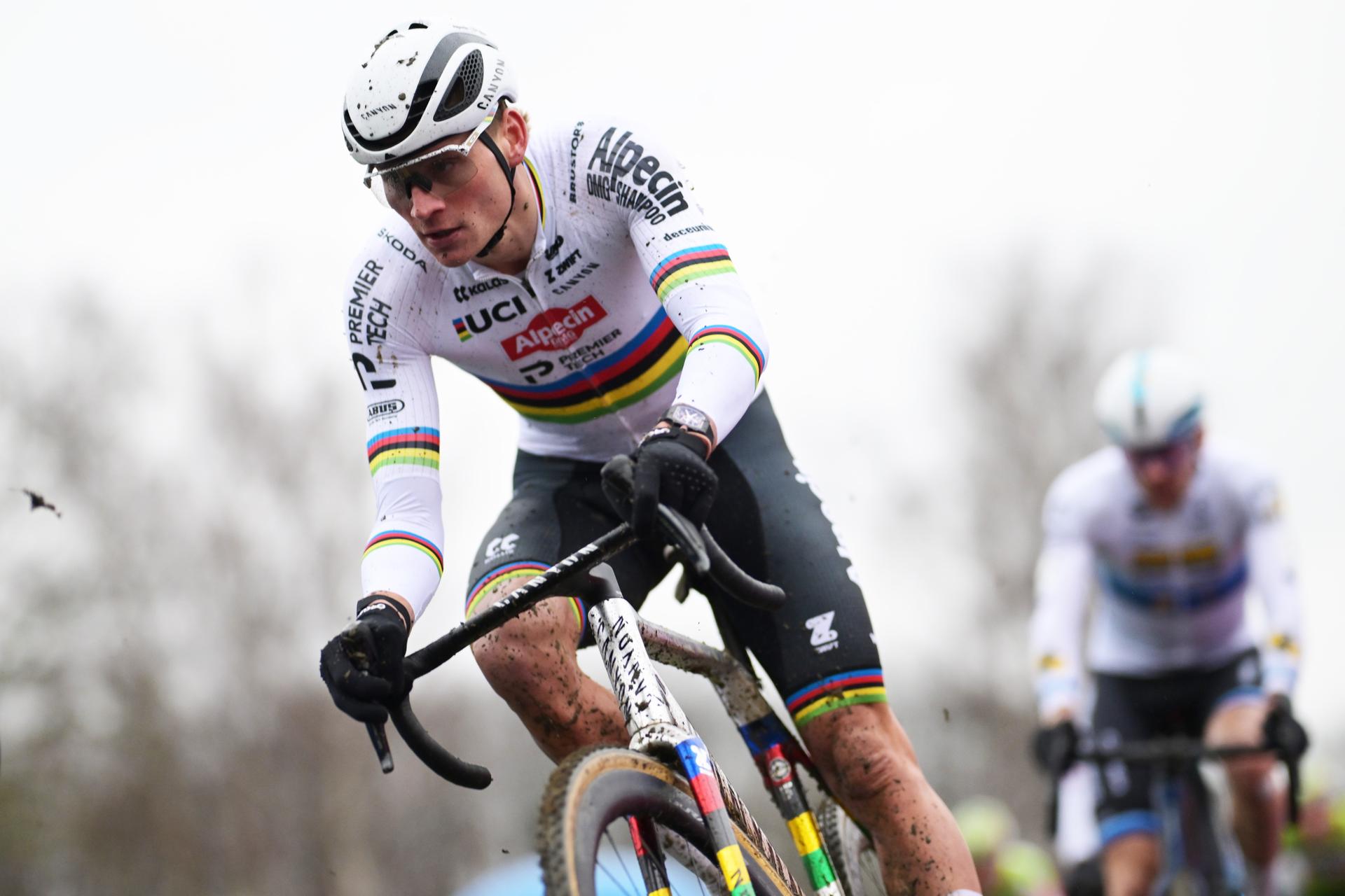 Dutch Mathieu Van Der Poel pictured in action during the men's elite race of the 'GP Sven Nys' cyclocross cycling event on Thursday 01 January 2026 in Baal, stage 6/8 in the X2O Badkamers 'Trofee Veldrijden' competition. BELGA PHOTO DAVID PINTENS