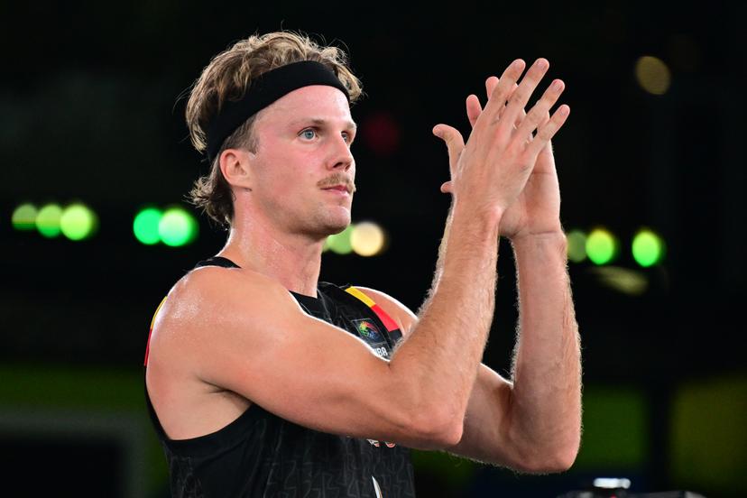 Belgium's Thibaut Vervoort pictured in action at a 3x3 basketball game between Belgium and Serbia, a qualifying game in Pool A at the men's FIBA 3x3 Europe Cup, on Saturday 12 September 2026 in Antwerp. BELGA PHOTO DIRK WAEM