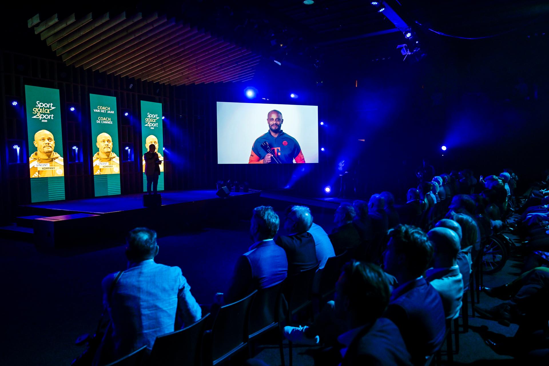 Vincent Kompany wins the 'Coach van het Jaar / Coach de l'Année 2026' award at the 'Sportgala' award show, to announce the sport women and men of the year 2025, Sunday 14 December 2025 in Schelle. BELGA PHOTO DIRK WAEM