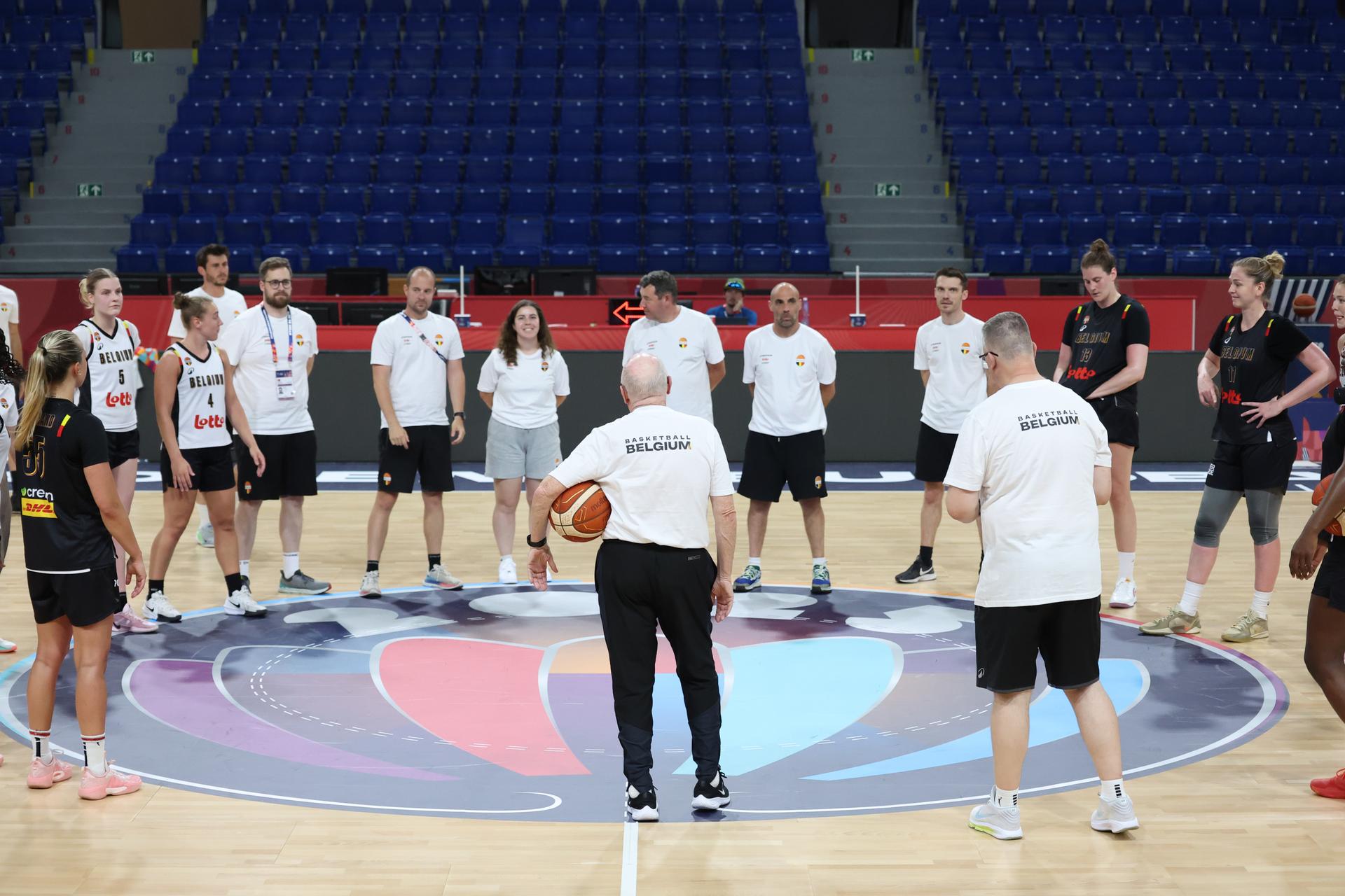 Belgian Cats' players pictured during a training of the Belgian national women team 'the Belgian Cats', in Brno, Czech Republlic, on Wednesday 18 June 2025, at the FIBA Women's EuroBasket 2025. BELGA PHOTO VIRGINIE LEFOUR