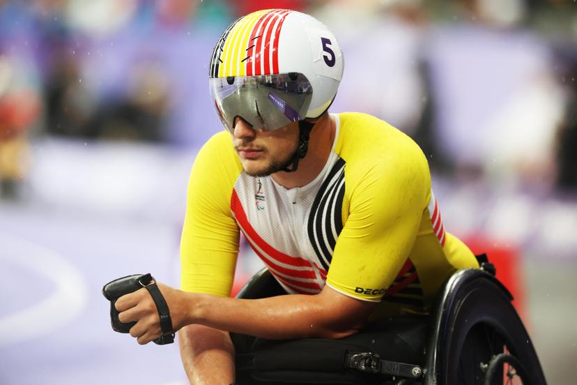 Belgian Maxime Carabin pictured ahead of the 400m final in the men T52 category of the athletics competition, on the second day of the 2024 Summer Paralympic Games in Paris, France on Friday 30 August 2024. The 17th Paralympics are taking place from 28 August to 8 September 2024 in Paris. BELGA PHOTO VIRGINIE LEFOUR