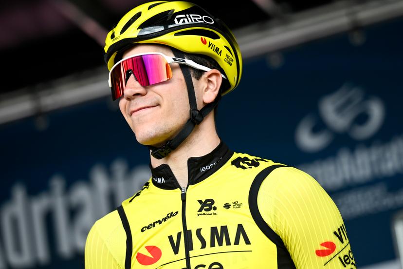 Belgian Cian Uijtdebroeks of Team Visma-Lease a Bike pictured at the start of the second stage of the Tirreno-Adriatico cycling race, a 189km race from Camaiore to Follonica, Italy, Tuesday 11 March 2025. BELGA PHOTO DIRK WAEM