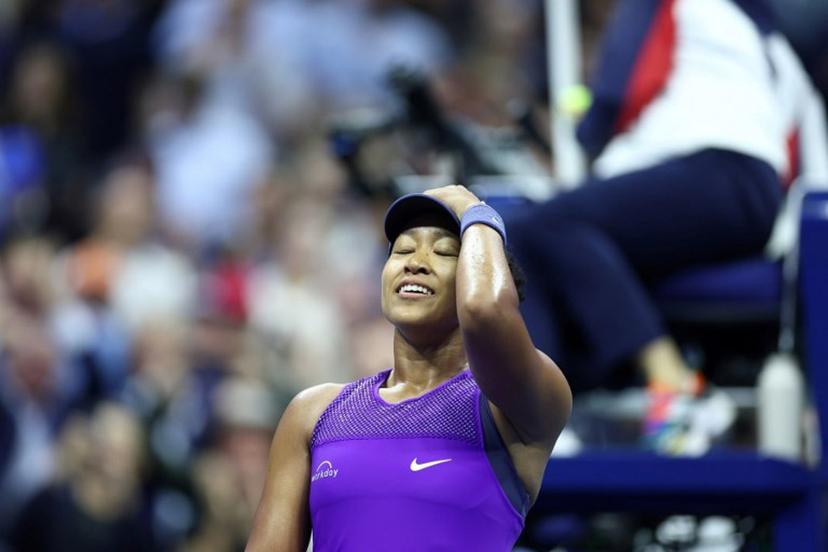 Japan's Naomi Osaka celebrates defeating Czech Republic's Karolina Muchova in their women's singles quarterfinal tennis match on day eleven of the US Open tennis tournament at the USTA Billie Jean King National Tennis Center in New York City on September 3, 2025.  CHARLY TRIBALLEAU / AFP