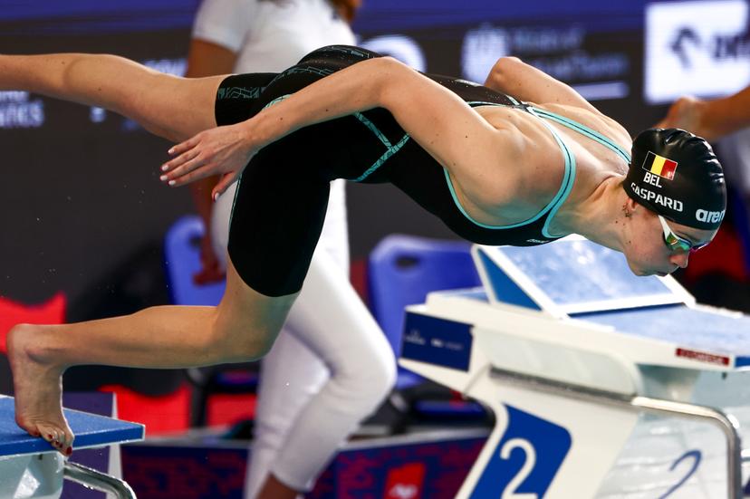 Belgian Florine Gaspard pictured in action during the women's 100m freestyle at the European Aquatics Short Course Swimming Championships in Lublin, Poland, on Friday 05 December 2025. BELGA PHOTO NIKOLA KRSTIC