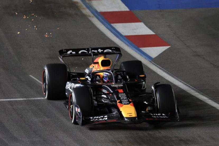 Red Bull Racing's Dutch driver Max Verstappen races during the Las Vegas Formula One Grand Prix at the Las Vegas Strip Circuit in Las Vegas, Nevada, on November 22, 2025.  Patrick T. Fallon / AFP