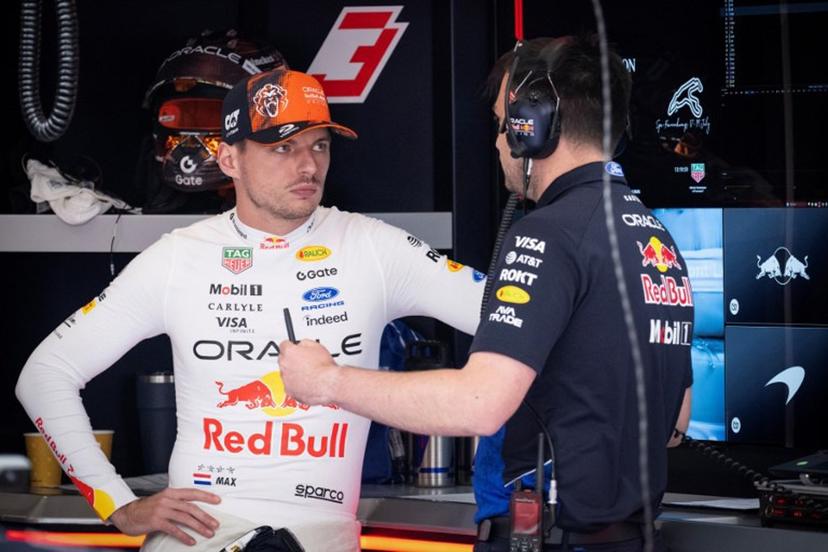Red Bull Racing's Dutch driver Max Verstappen (L) speaks with a member of the team prior to the first practice session at the Spa-Francorchamps circuit, in Spa, ahead of the Formula One Belgian Grand Prix, on July 17, 2026.   JOHN THYS / AFP