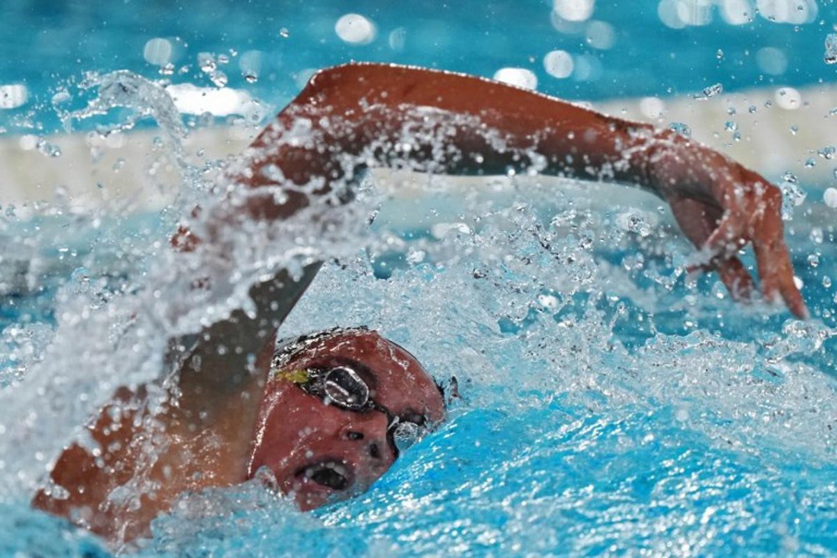 Italy's Simona Quadarella competes in the final of the women's 1500m freestyle swimming event during the LEN European Aquatics Championships at the Olympic Aquatic Centre in Saint-Denis, northern suburbs of Paris, on August 14, 2026.  Dimitar DILKOFF / AFP