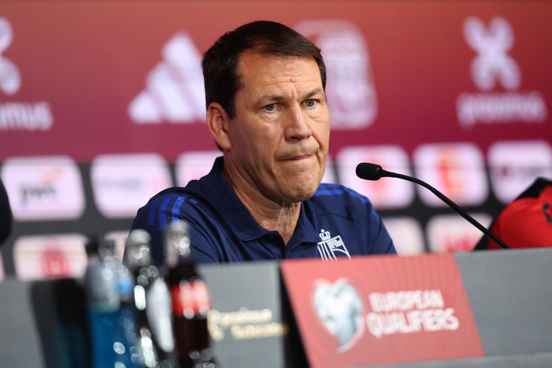 Belgium's head coach Rudi Garcia pictured during a press conference of the Red Devils, the Belgian national soccer team, at the Proximus Basecamp in Tubize, Saturday 06 September 2025. The team is preparing for the match against Kazakhstan (07/09). BELGA PHOTO VIRGINIE LEFOUR