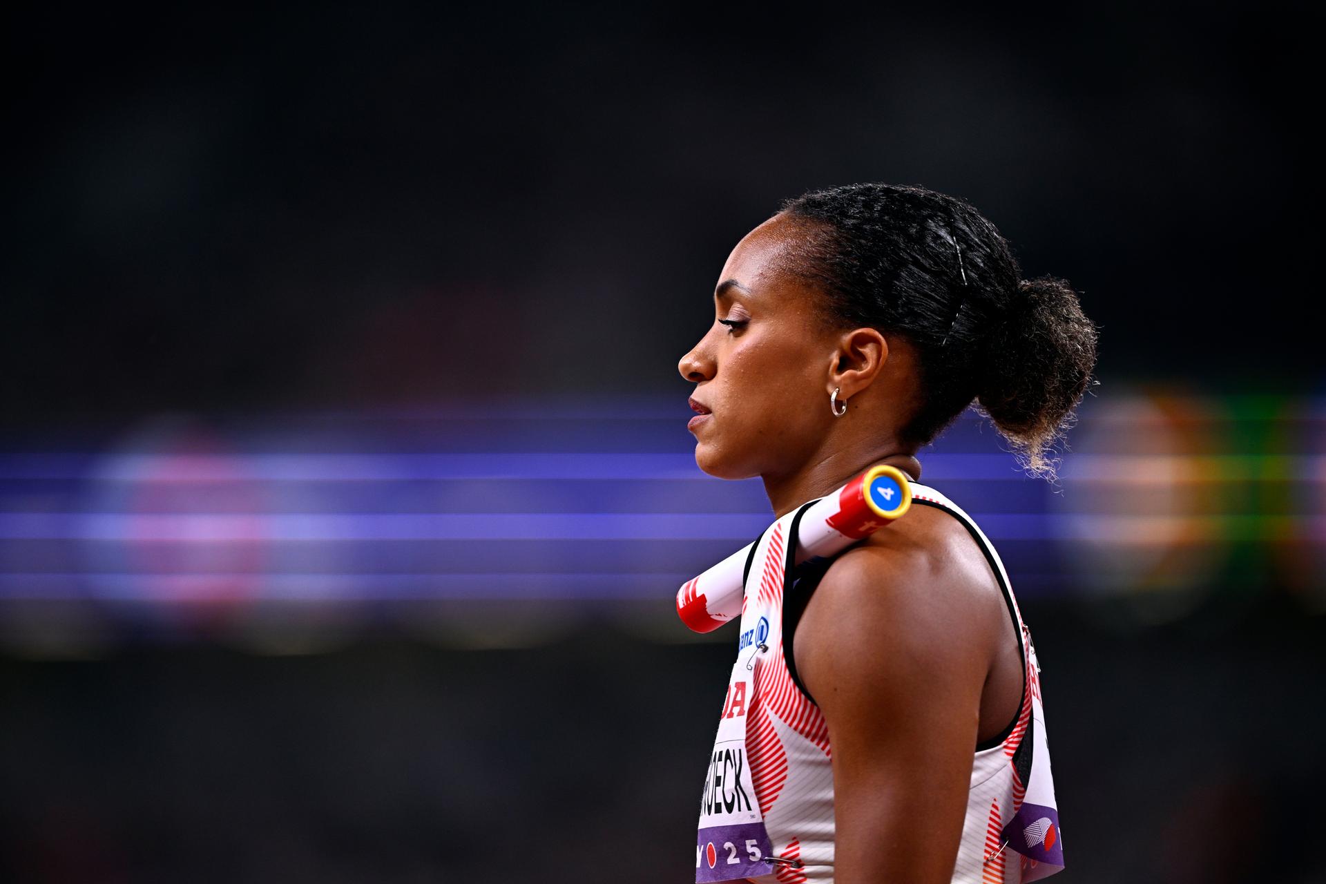 Belgian Naomi Van den Broeck pictured during the heats of the women's 4x400m relay race, at the World Athletics Championships in Tokyo, Japan, on Saturday 20 September 2025. The outdoor Worlds are taking place from 13 to 21 September. BELGA PHOTO JASPER JACOBS